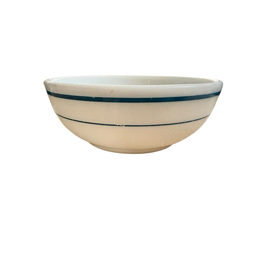 Pyrex Tableware By Corning Milk Glass Cereal Bowl Blue Stripes Vintage 705-8